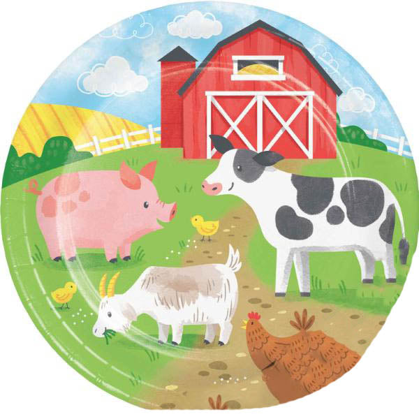 8 Pack Farm Animals Dinner Plates