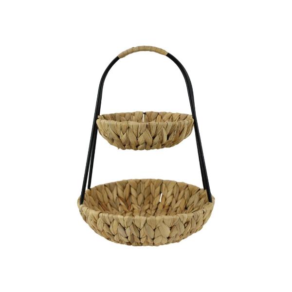 Two Tier Water Hyacinth Basket - 42cm