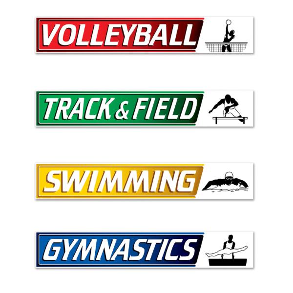 4 Pack Street Sports Beistle Signs Cutouts