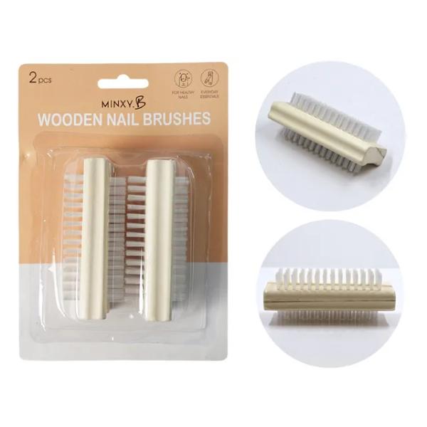 2 Pack Wooden Nail Brushes