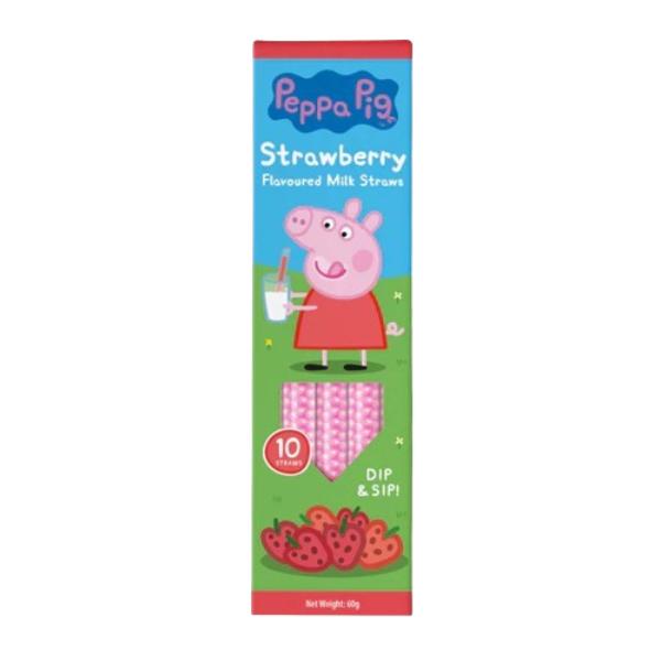 10 Pack Pepa Pig Dig & Sip Milk Straws Strawberry - 60g
