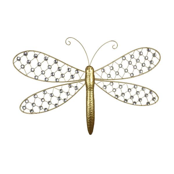 Gold Dragonfly With Gems Wall Art - 61cm