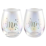 Load image into Gallery viewer, 2 Pack Mr & Mrs Stemless Holographic Glass Set - 560ml