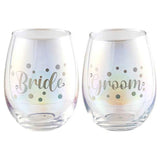 Load image into Gallery viewer, 2 Pack Bride & Groom Stemless Holographic Glass Set - 560ml
