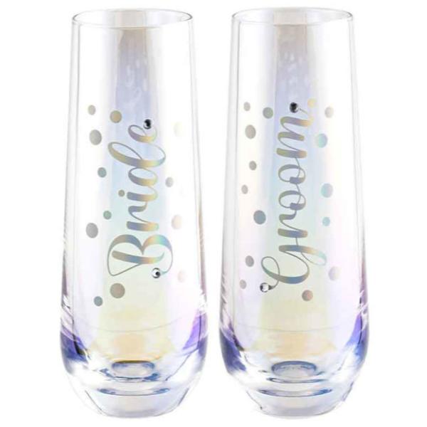 2 Pack Bride & Groom Stemless Glass Set - 280ml