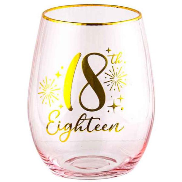 18th Fluted Pink Stemless Glass - 600ml