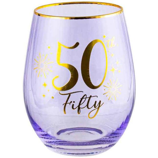 50th Fluted Stemless Glass - 600ml