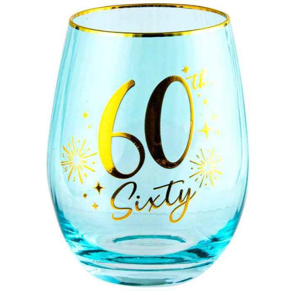 60th Fluted Stemless Glass - 600ml