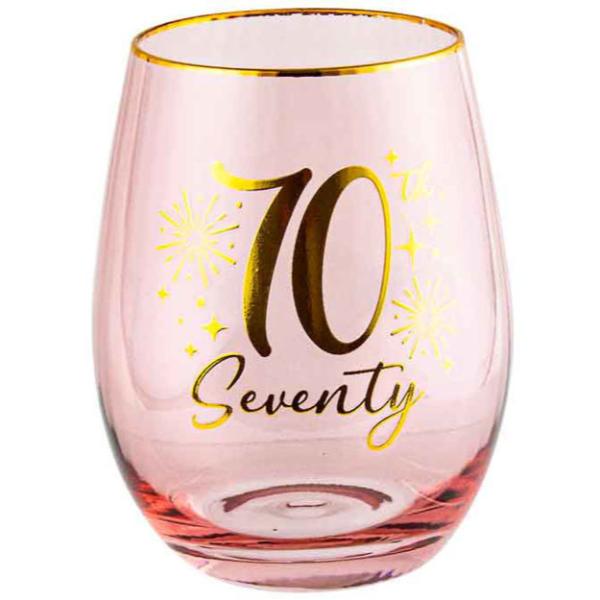 70th Fluted Stemless Glass - 600ml