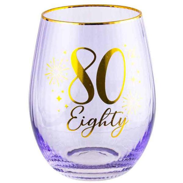 80th Fluted Stemless Glass - 600ml