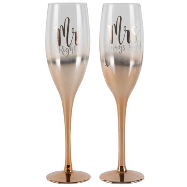 Mr & Mrs Rose Gold Ombre Champagne Set - 150ml