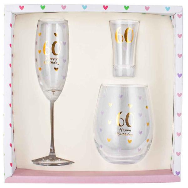 3 Pack 60th Birthday Glass Set