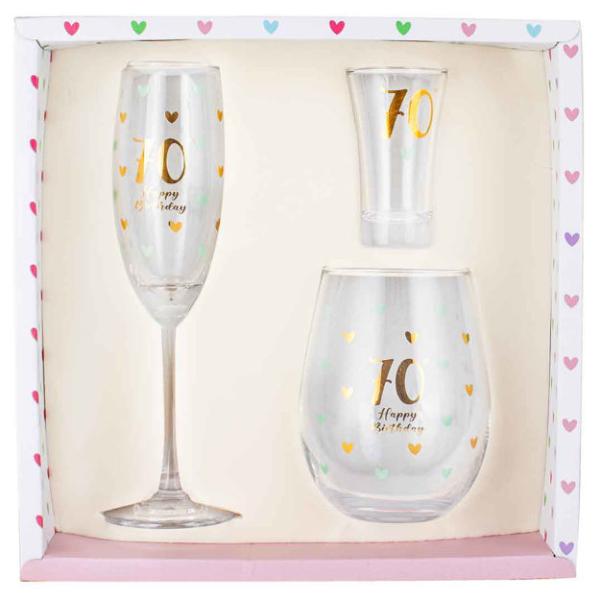 3 Pack 70th Birthday Glass Set