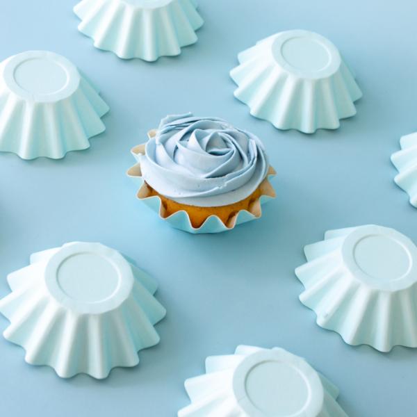 24 Pack Pastel Blue Bloom Baking Cups - 4.4cm x 3cm