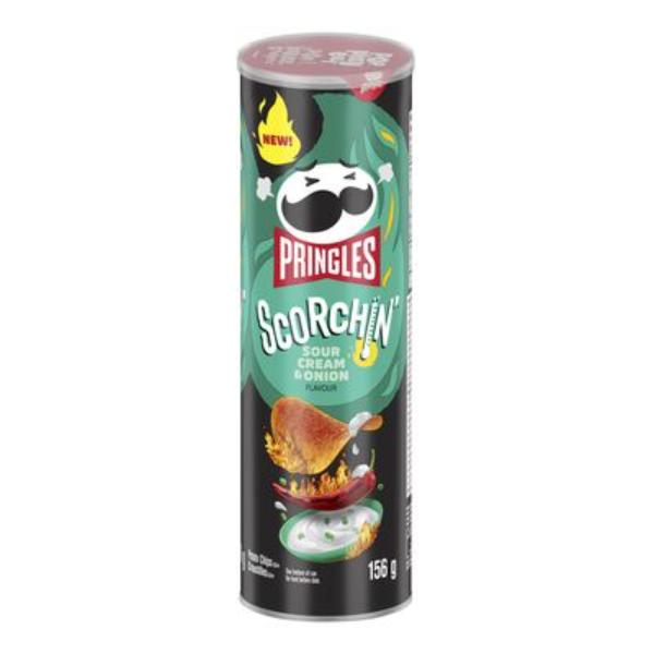 Spicy Sour Cream & Onion Flavoured Scorching Pringles Chips - 156g