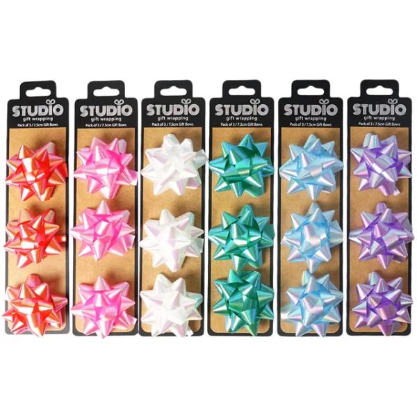 3 Pack Iridescent Bow - 7.5cm