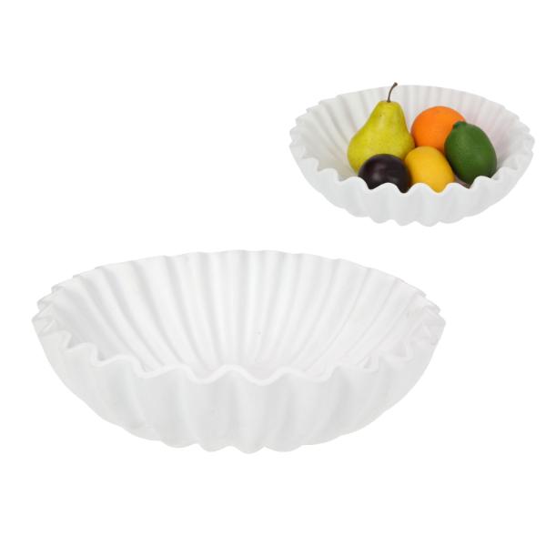 White Decor Bowl With Fan Design - 29cm