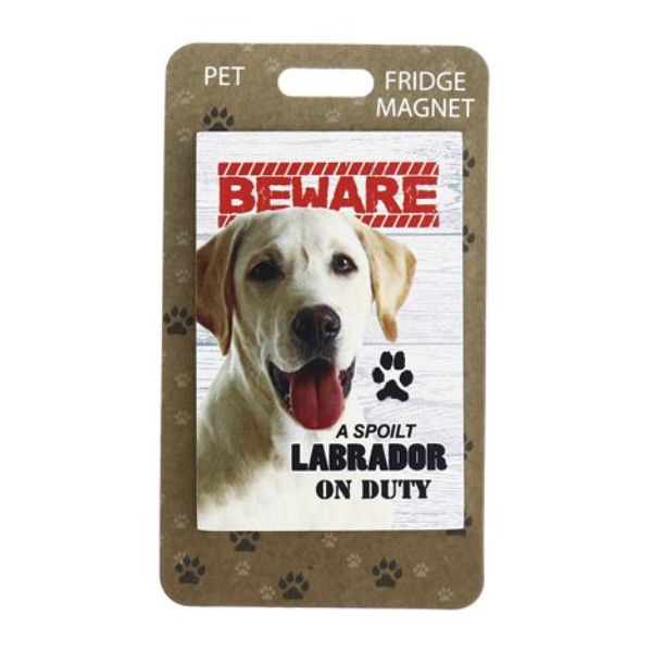 Beware Golden Labrador Pet Fridge Magnet