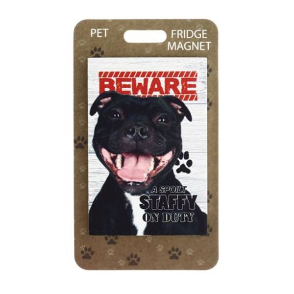 Beware Staffy Pet Fridge Magnet