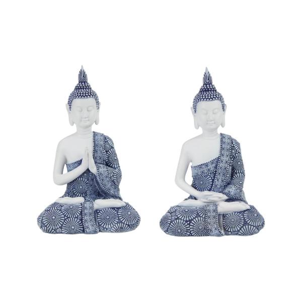 Rulai Buddha In Blue & White Robe - 23cm