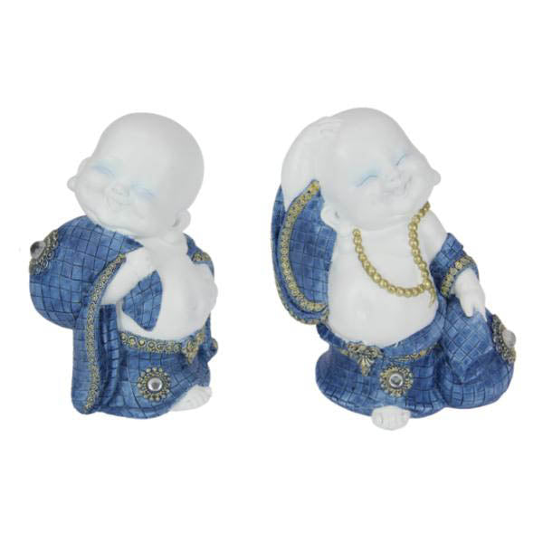 Blue Lattice Happy Buddha - 17cm