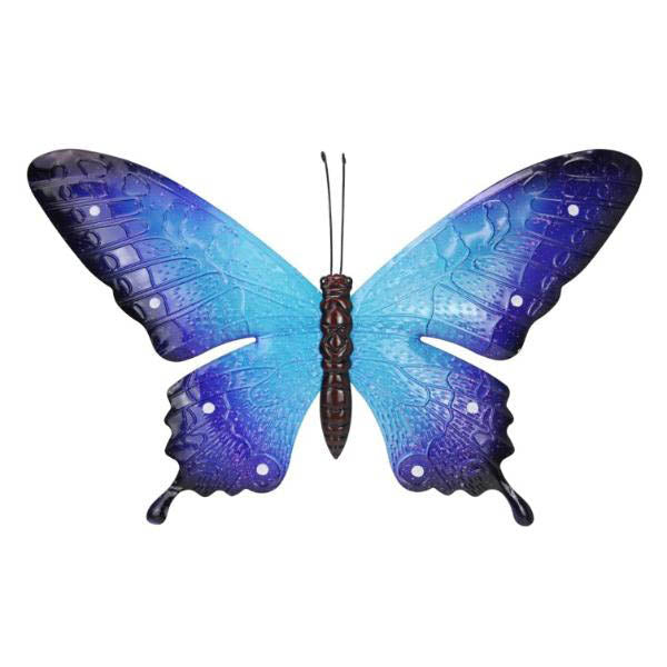 Blue Metal Butterfly Wall Art - 62cm