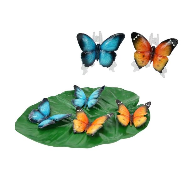 Marble Butterfly On Leaf Display - 8cm