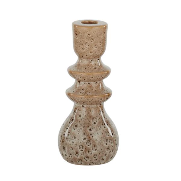 Cocoa Brindle Ceramic Candle Holder - 8cm x 19cm