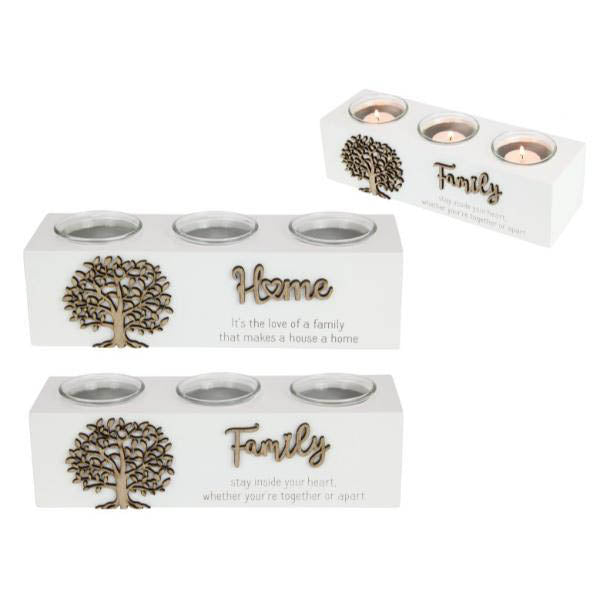 Home Or Family Triple Tealight Holder - 26cm