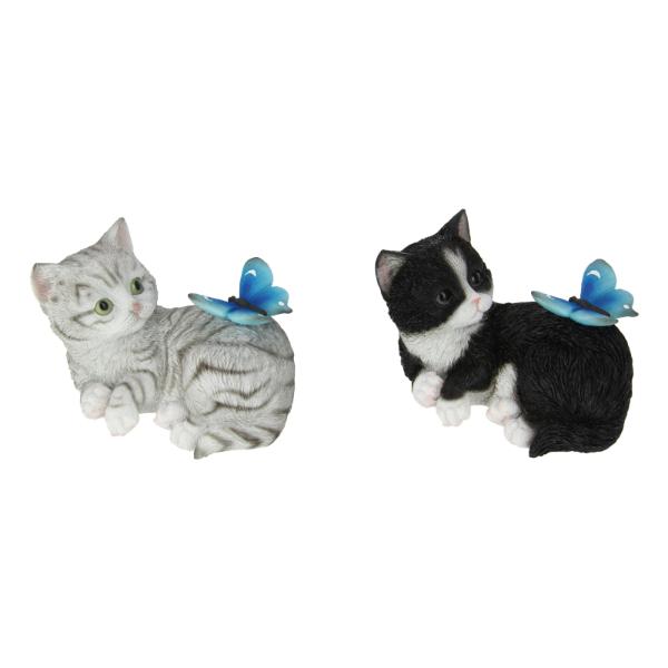 Cat Laying With Blue Butterfly - 15cm