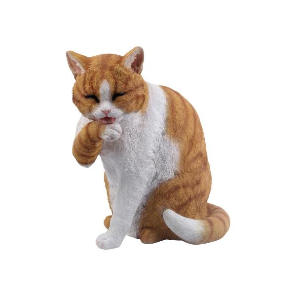 Sitting Cat Licking Paw - 31cm