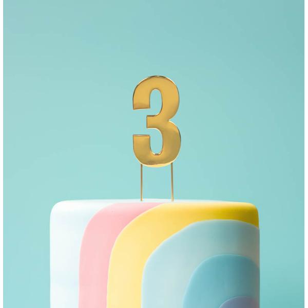 Gold Bold Number 3 Cake Topper