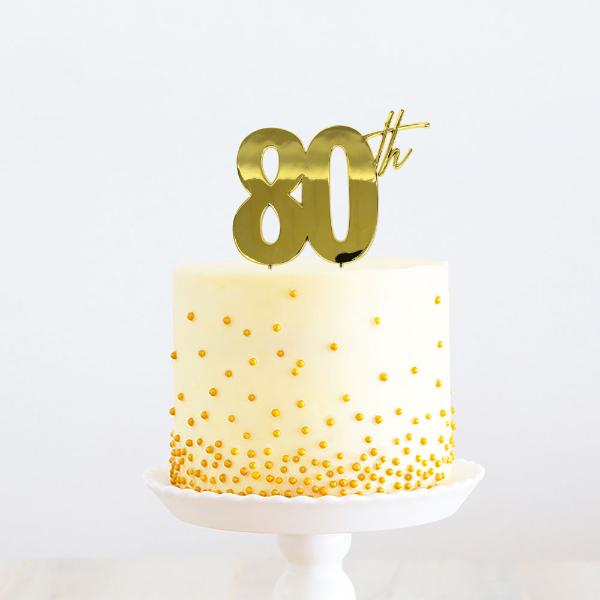 Gold Metal Happy 80th Cake Topper