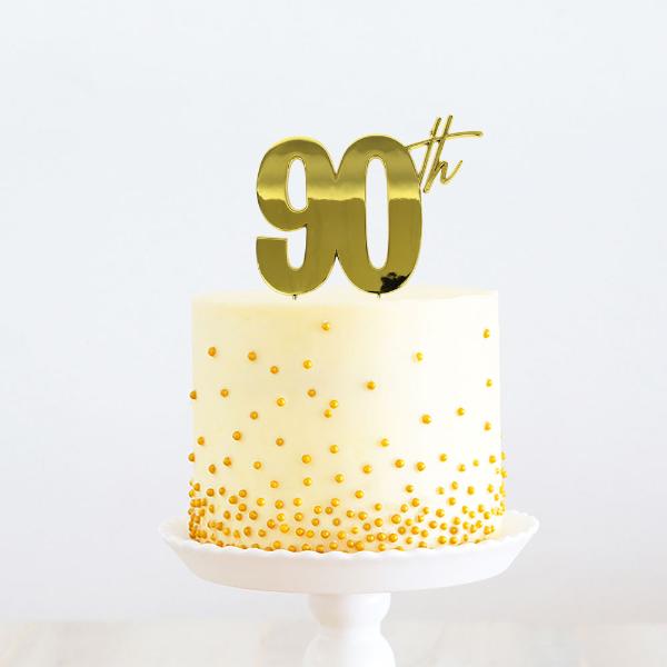 Gold Metal Happy 90th Cake Topper