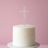 Load image into Gallery viewer, Silver Fine Cross Cake Topper