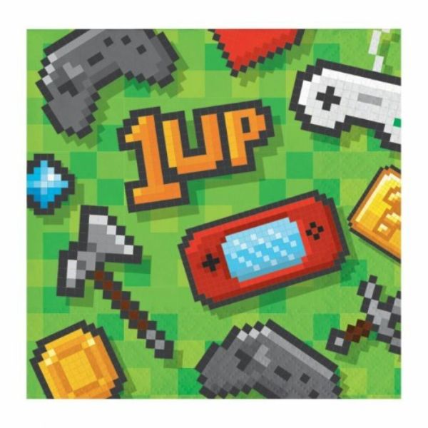 16 Pack Gaming Party Beverage Napkin