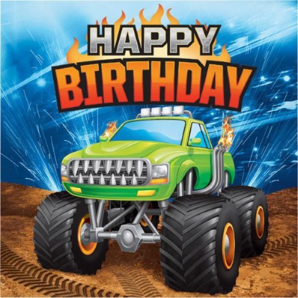 16 Pack Monster Rally Happy Birthday Luncheon Napkin