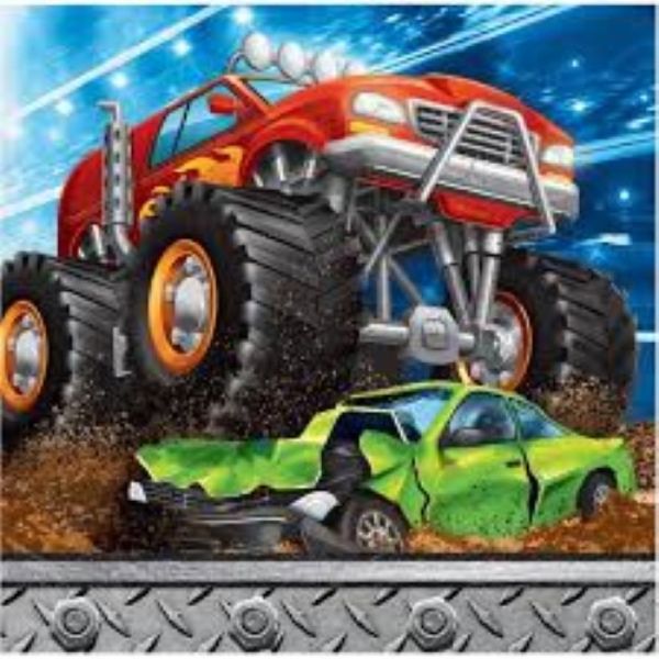 16 Pack Monster Truck Rally Beverage Napkin