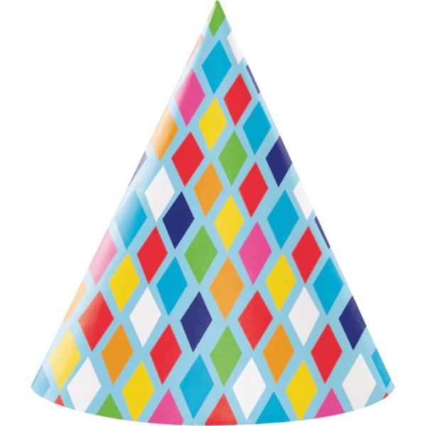 8 Pack Adult Bright Birthday Hats