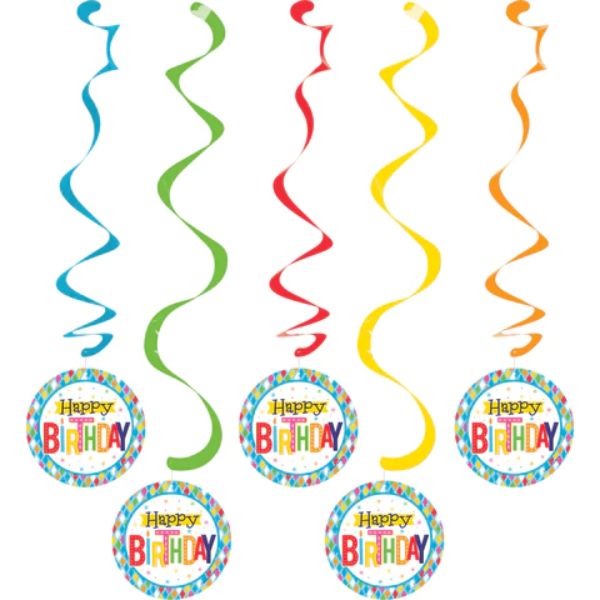 5 Pack Bright Birthday Dizzy Danglers