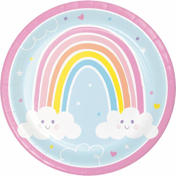 8 Pack Happy Rainbow Paper Dinner Plates