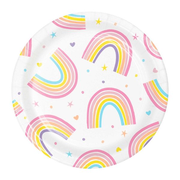 8 Pack Happy Rainbow Lunch Paper Plates
