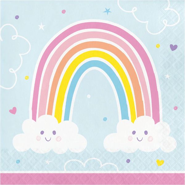 16 Pack Happy Rainbow Luncheon Napkin