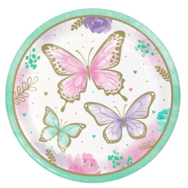 8 Pack Butterfly Shimmer Dinner Plates