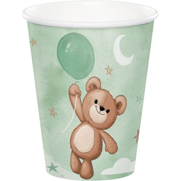 8 Pack Teddy Bear Cups - 266ml