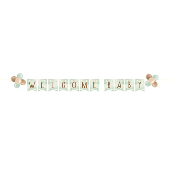 Welcome Baby Teddy Bear Ribbon Banner