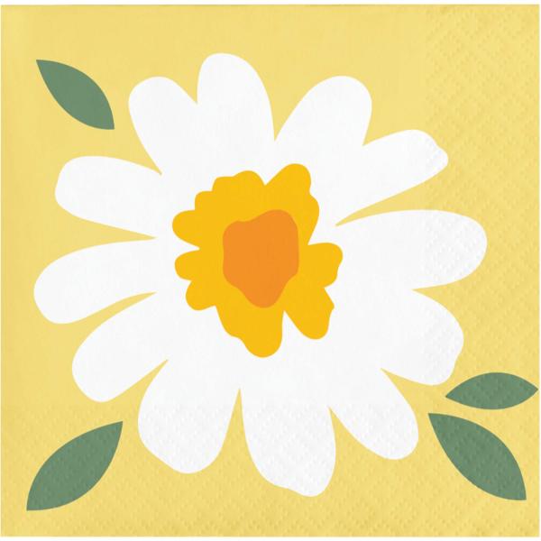 16 Pack Sweet Daisy Beverage Lunch Napkin