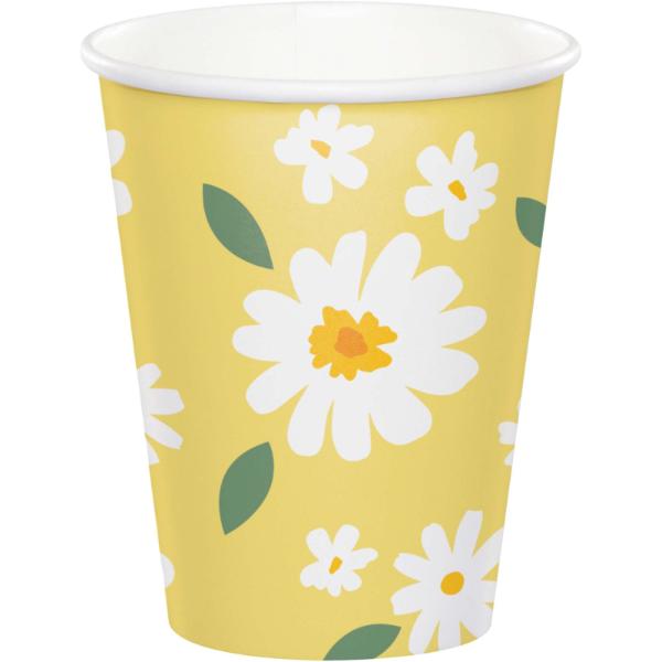 8 Pack Sweet Daisy Paper Cups - 266ml