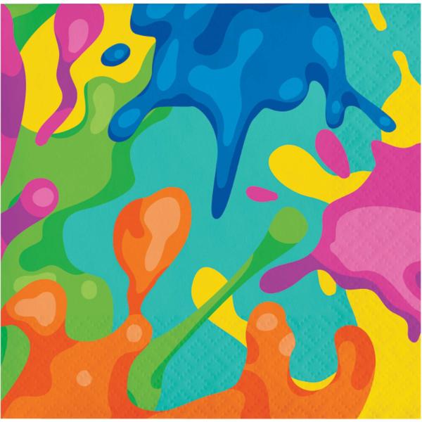 16 Pack Paint Splatter Beverage Napkin