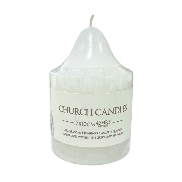 White Church Candle - 7cm x 10cm